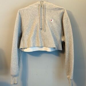 Champion Reverse Weave Cropped Hoodie XS Grey